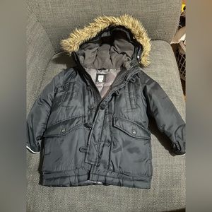 Toddler boy Gap black parka, size 4